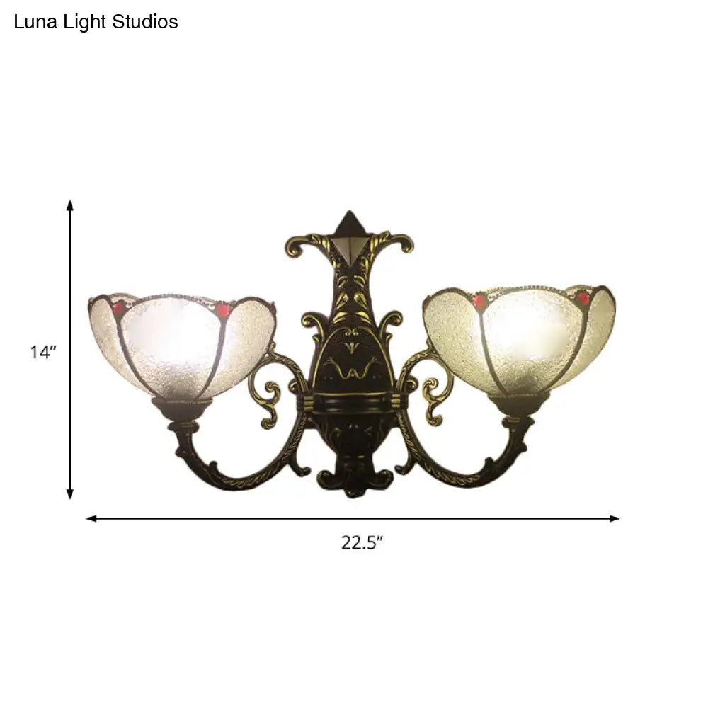 Vintage Stained Glass Wall Light In Antique Bronze For Bedroom