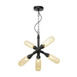 Vintage Starburst Chandelier – 5/6/8 Light Amber/Clear Glass Pendant Lamp 5 / Amber