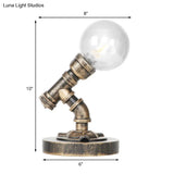 Vintage Style 1-Light Desk Lamp With Clear/Amber Glass Shade And Antique Bronze Globe Base - Perfect