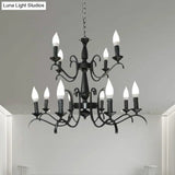Vintage Style 3/5-Head Flameless Candle Chandelier - Black Metallic Hanging Lamp For Living Room
