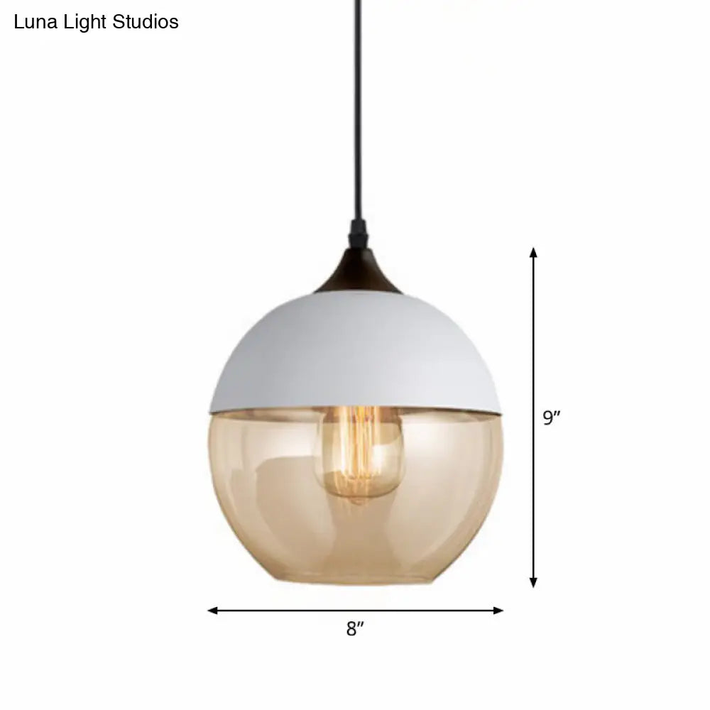 Vintage Style Amber Glass Pendant - Single-Bulb Dining Room Lighting White / A