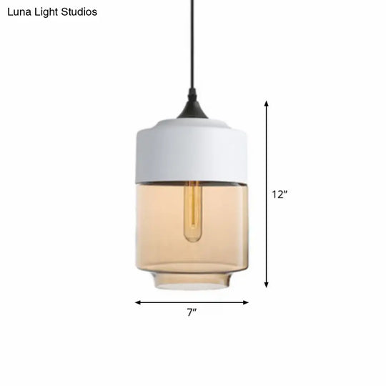 Vintage Style Amber Glass Pendant - Single-Bulb Dining Room Lighting White / C