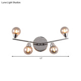 Vintage Style Ball Shaped Glass Wall Sconce Light With Chrome Finish - 2/4 Lights Ideal For Living