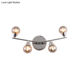 Vintage Style Ball Shaped Glass Wall Sconce Light With Chrome Finish - 2/4 Lights Ideal For Living
