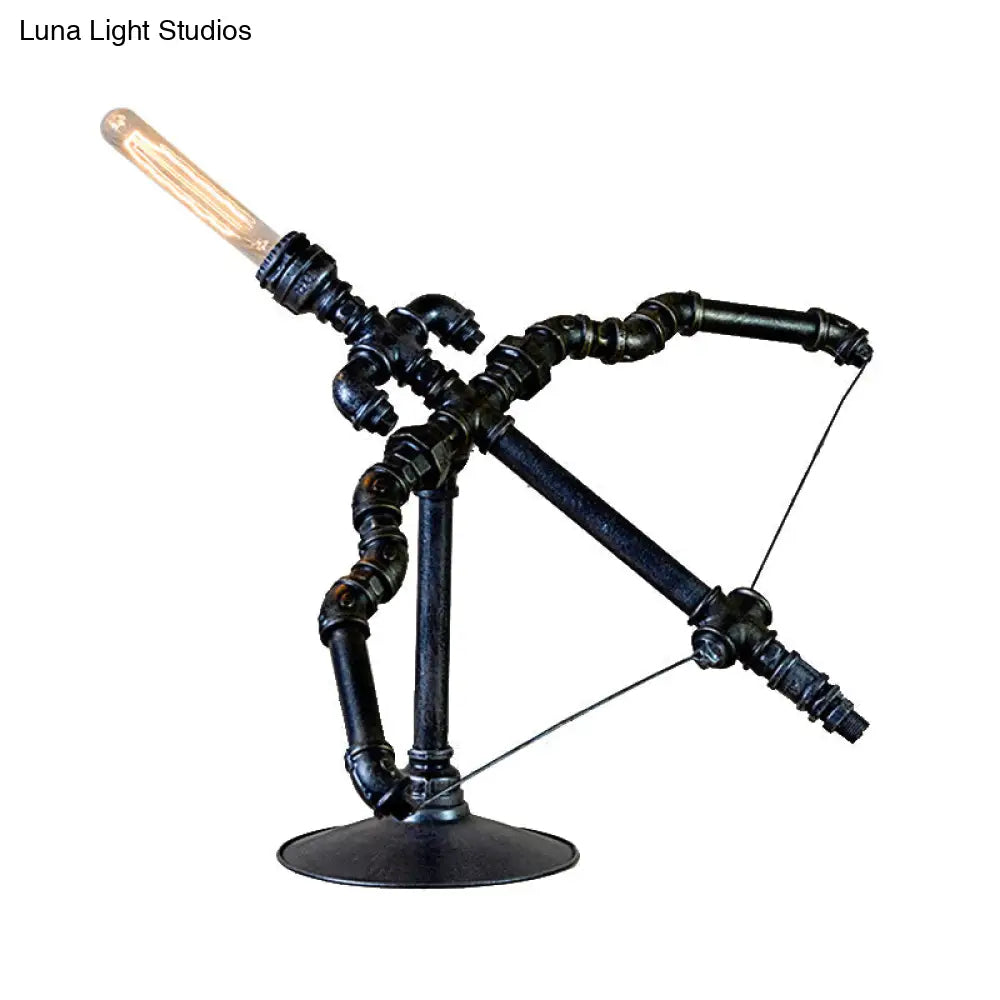 Vintage Style Black Bow And Arrow Metal Table Lamp With Pipe Design - Perfect For Restaurants 1
