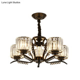 Vintage Style Black Crystal Drum Chandelier - 3/5 Head Suspension Lamp For Dining Room