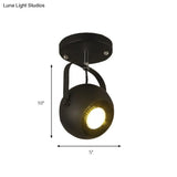 Vintage-Style Black Globe Metal Ceiling Light Fixture Rotatable & Semi Flush For Bedrooms - 1/3-Head