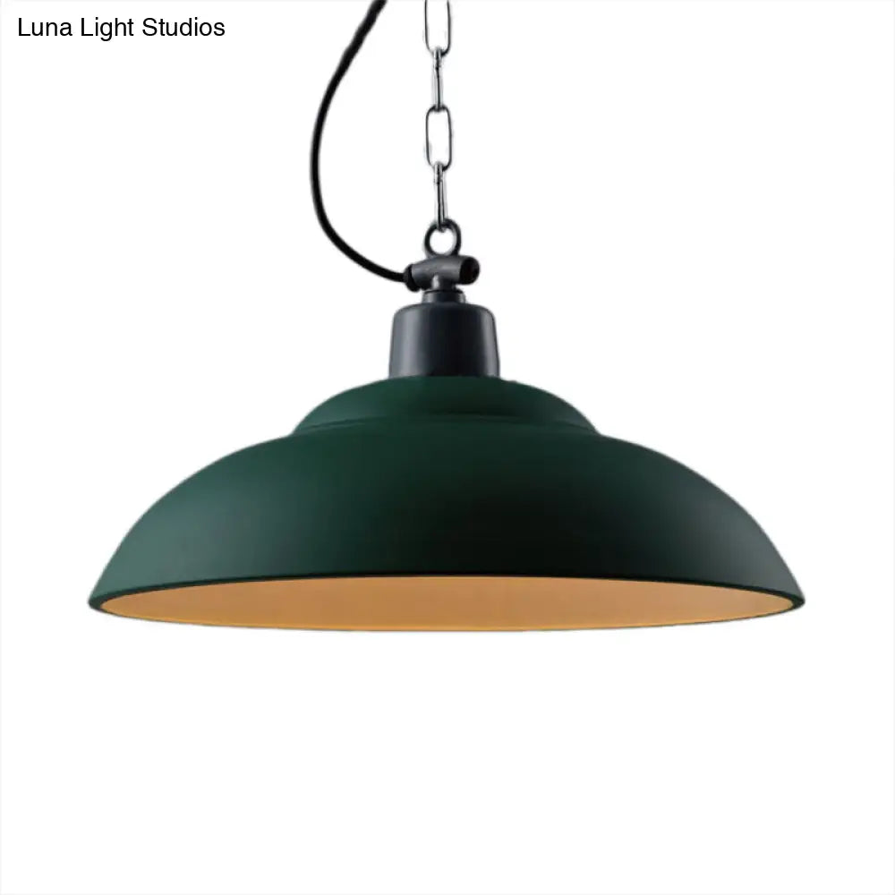 Vintage Style Black/Green Metallic Hanging Lamp With Chain - Indoor Pendant Light