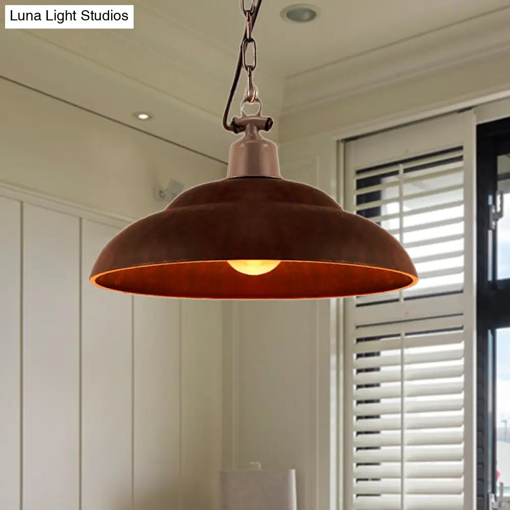 Vintage Style Black/Green Metallic Hanging Lamp With Chain - Indoor Pendant Light