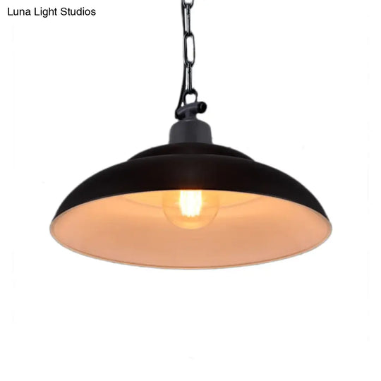 Vintage Style Black/Green Metallic Hanging Lamp With Chain - Indoor Pendant Light