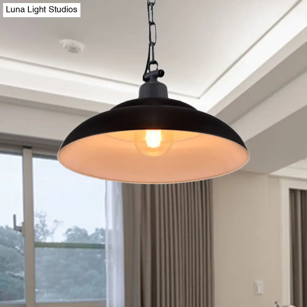 Vintage Style Black/Green Metallic Hanging Lamp With Chain - Indoor Pendant Light