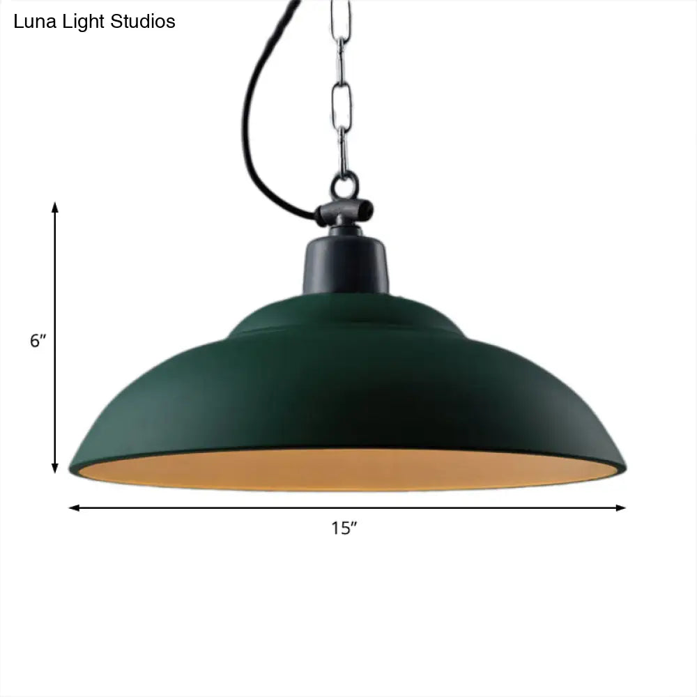 Vintage Style Black/Green Metallic Hanging Lamp With Chain - Indoor Pendant Light