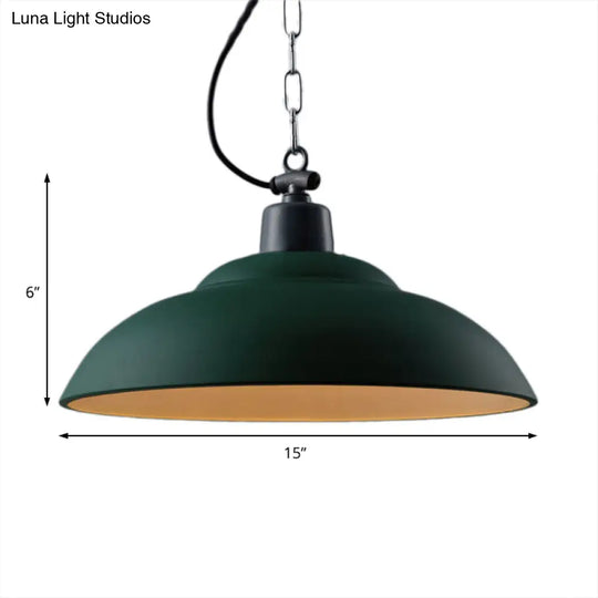 Vintage Style Black/Green Metallic Hanging Lamp With Chain - Indoor Pendant Light