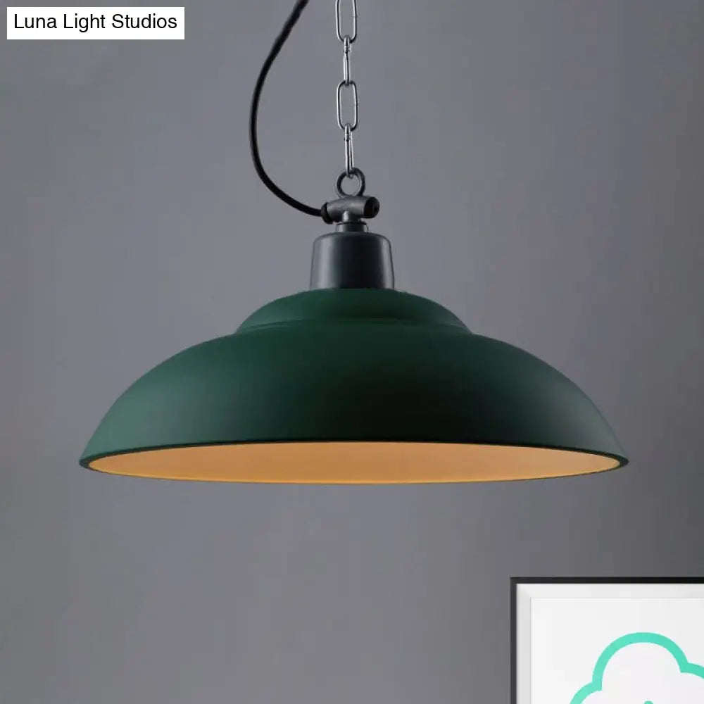 Vintage Style Black/Green Metallic Hanging Lamp With Chain - Indoor Pendant Light
