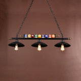 Vintage Style Black Metal Island Chandelier With Ruffled Edge - Ideal For Billiard Room 3 /