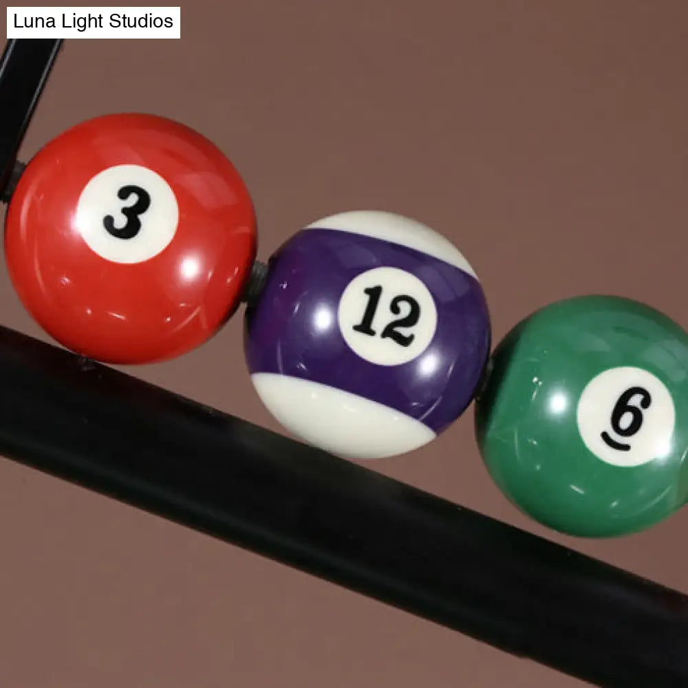 Vintage Style Black Metal Island Chandelier With Ruffled Edge - Ideal For Billiard Room