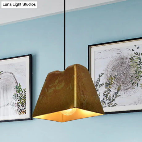 Vintage Style Brass Finish Hanging Light With Shade - 1 Pendant Lighting For Restaurants