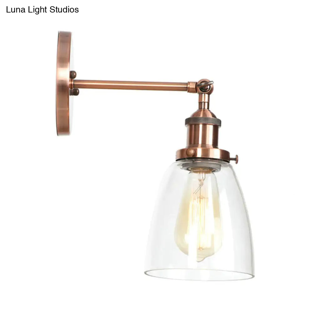 Vintage Style Bronze/Brass/Copper Sconce Light With Clear Glass Shade - Ideal For Living Room