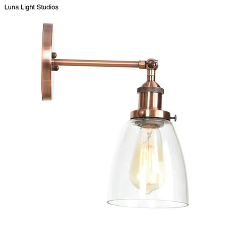 Vintage Style Bronze/Brass/Copper Sconce Light With Clear Glass Shade - Ideal For Living Room
