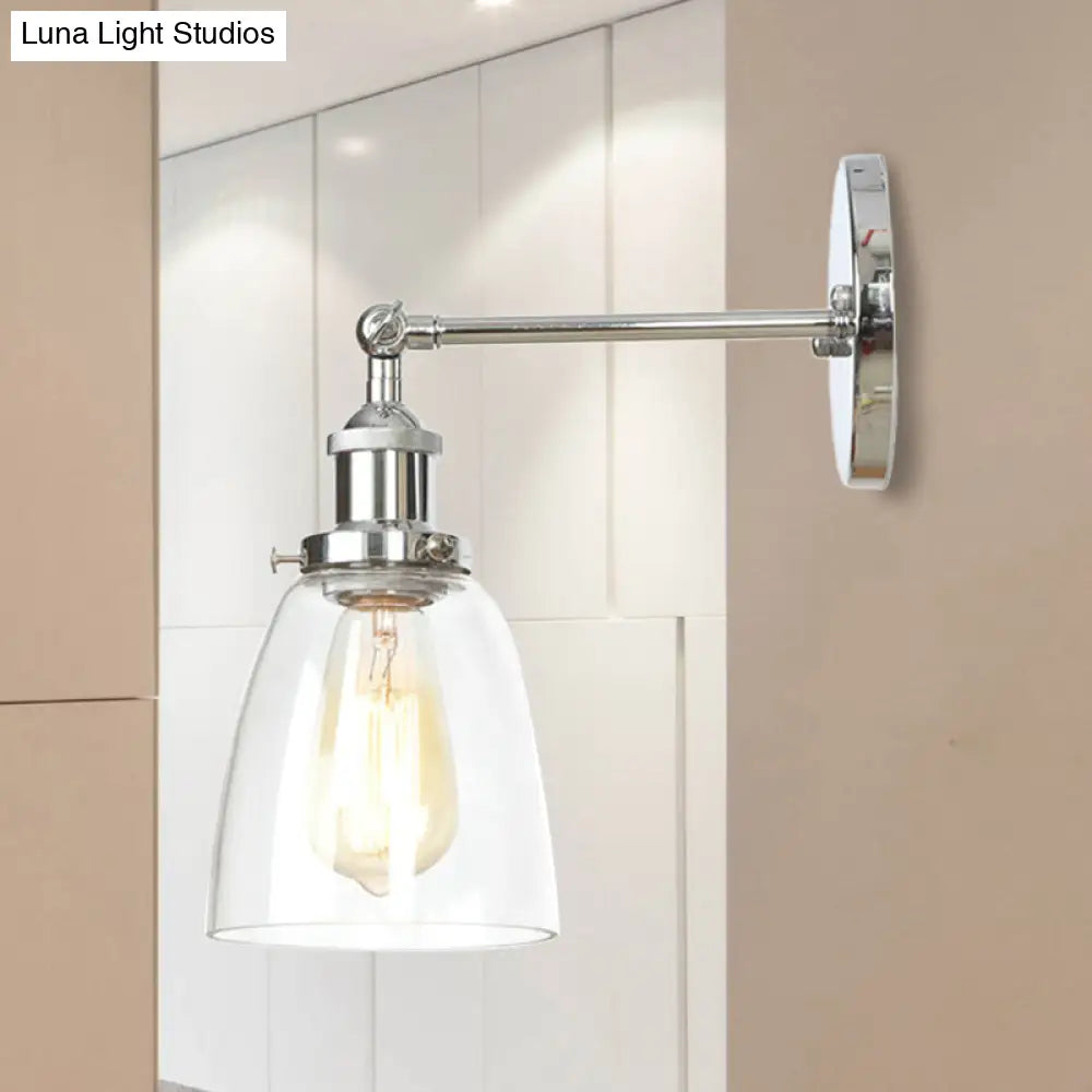 Vintage Style Bronze/Brass/Copper Sconce Light With Clear Glass Shade - Ideal For Living Room