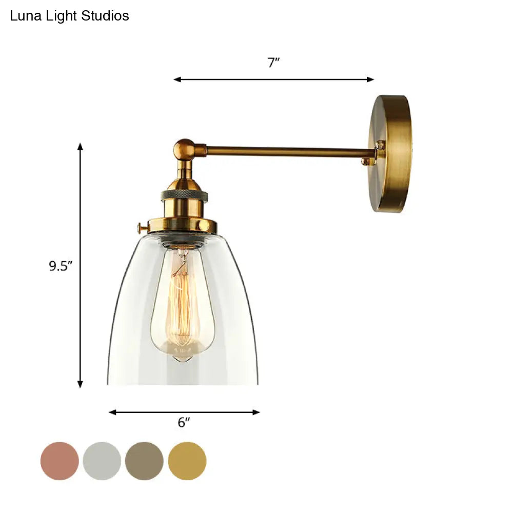 Vintage Style Bronze/Brass/Copper Sconce Light With Clear Glass Shade - Ideal For Living Room