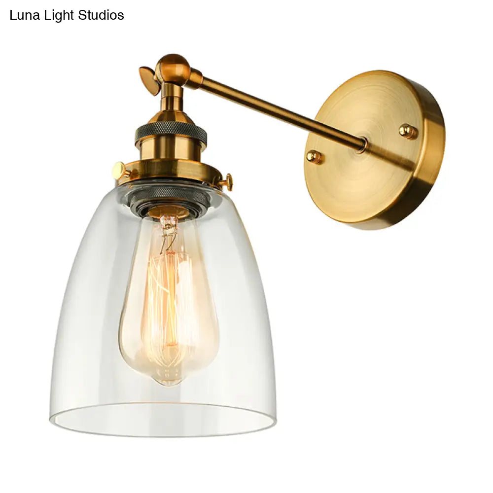 Vintage Style Bronze/Brass/Copper Sconce Light With Clear Glass Shade - Ideal For Living Room