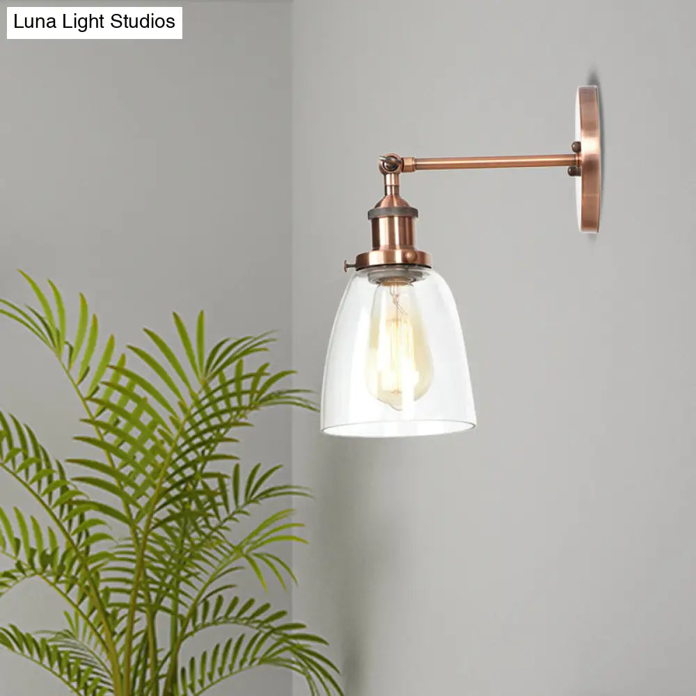 Vintage Style Bronze/Brass/Copper Sconce Light With Clear Glass Shade - Ideal For Living Room