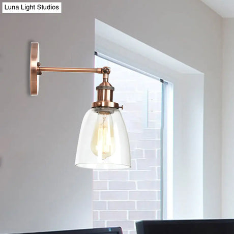 Vintage Style Bronze/Brass/Copper Sconce Light With Clear Glass Shade - Ideal For Living Room