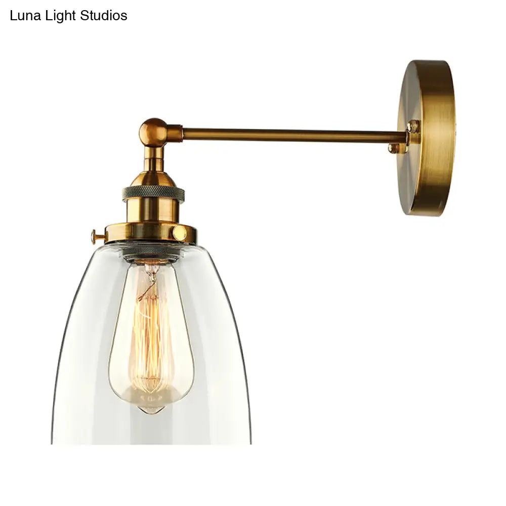Vintage Style Bronze/Brass/Copper Sconce Light With Clear Glass Shade - Ideal For Living Room