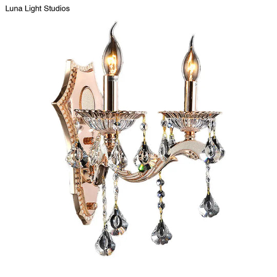 Vintage Style Crystal Clear Bare Bulb Sconce Light Fixture - Gold Finish Wall Mount