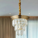 Vintage Style Crystal Pendant Light 3 Tiers Led Dining Room Hanging Lamp (Black/Gold) Gold / B