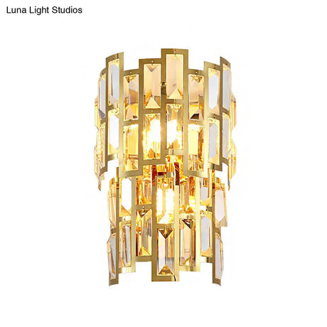 Vintage-Style Crystal Tiered Wall Sconce: Gold Finish 3/5 Lights Living Room Lamp