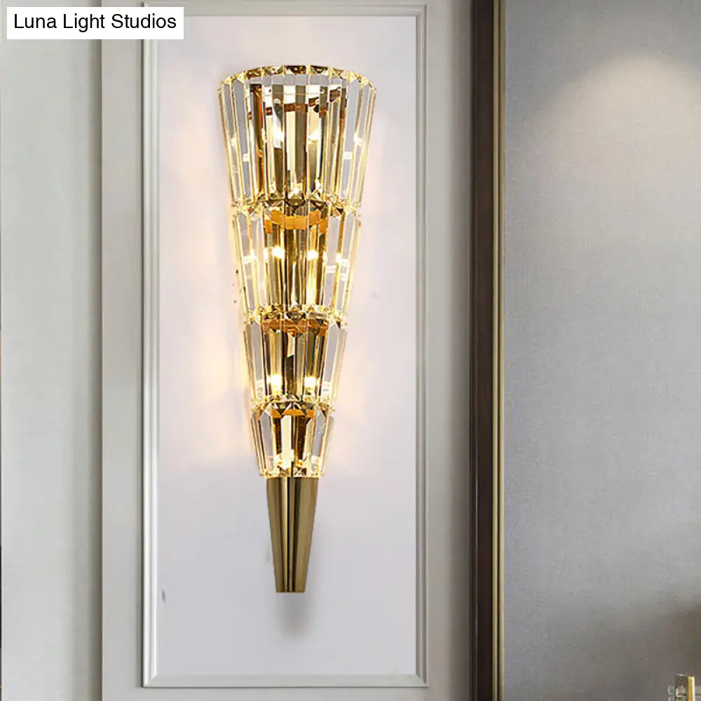 Vintage Style Crystal Wall Sconce - Layered Mount Lighting With 6/8 Clear Lights Ideal For Living