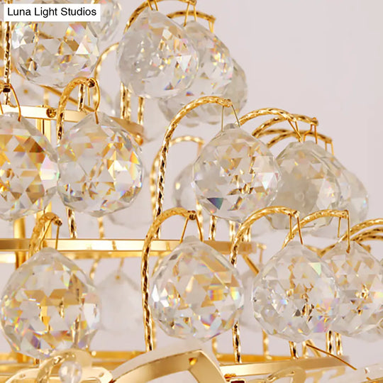 Vintage Style Empire Metal Pendant Chandelier With Crystal Ball Deco In Gold