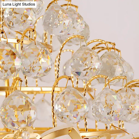 Vintage Style Empire Metal Pendant Chandelier With Crystal Ball Deco In Gold