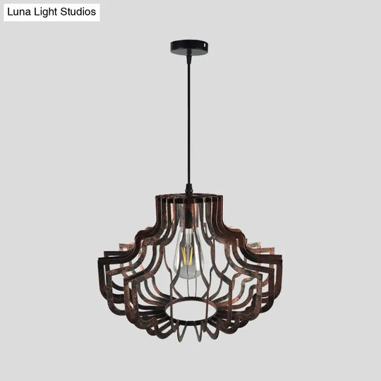 Adjustable Vintage Style Brass/Rust Iron Geometric Suspension Ceiling Light