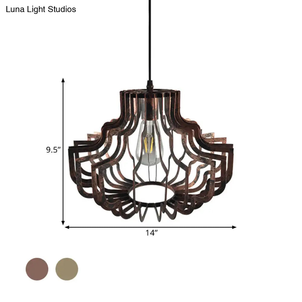 Adjustable Vintage Style Brass/Rust Iron Geometric Suspension Ceiling Light