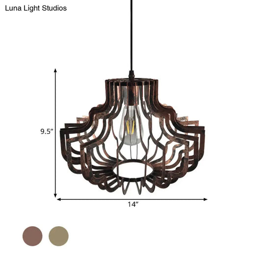 Adjustable Vintage Style Brass/Rust Iron Geometric Suspension Ceiling Light