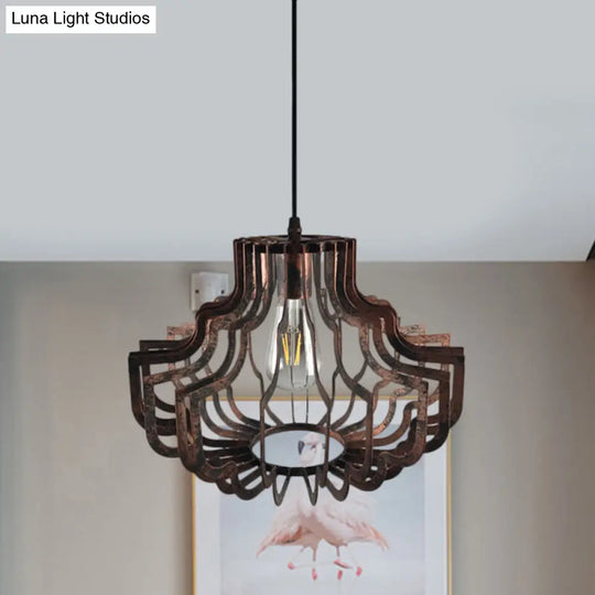 Adjustable Vintage Style Brass/Rust Iron Geometric Suspension Ceiling Light Rust