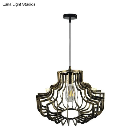 Adjustable Vintage Style Brass/Rust Iron Geometric Suspension Ceiling Light