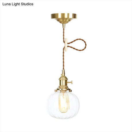 Vintage-Style Globe Pendant Light With Clear Glass Finish - Ideal Foyer Hanging Fixture