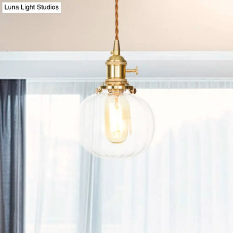 Vintage-Style Globe Pendant Light With Clear Glass Finish - Ideal Foyer Hanging Fixture
