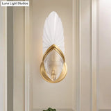 Vintage Style Gold Wall Lamp With Frosted Oval Glass For Bedroom