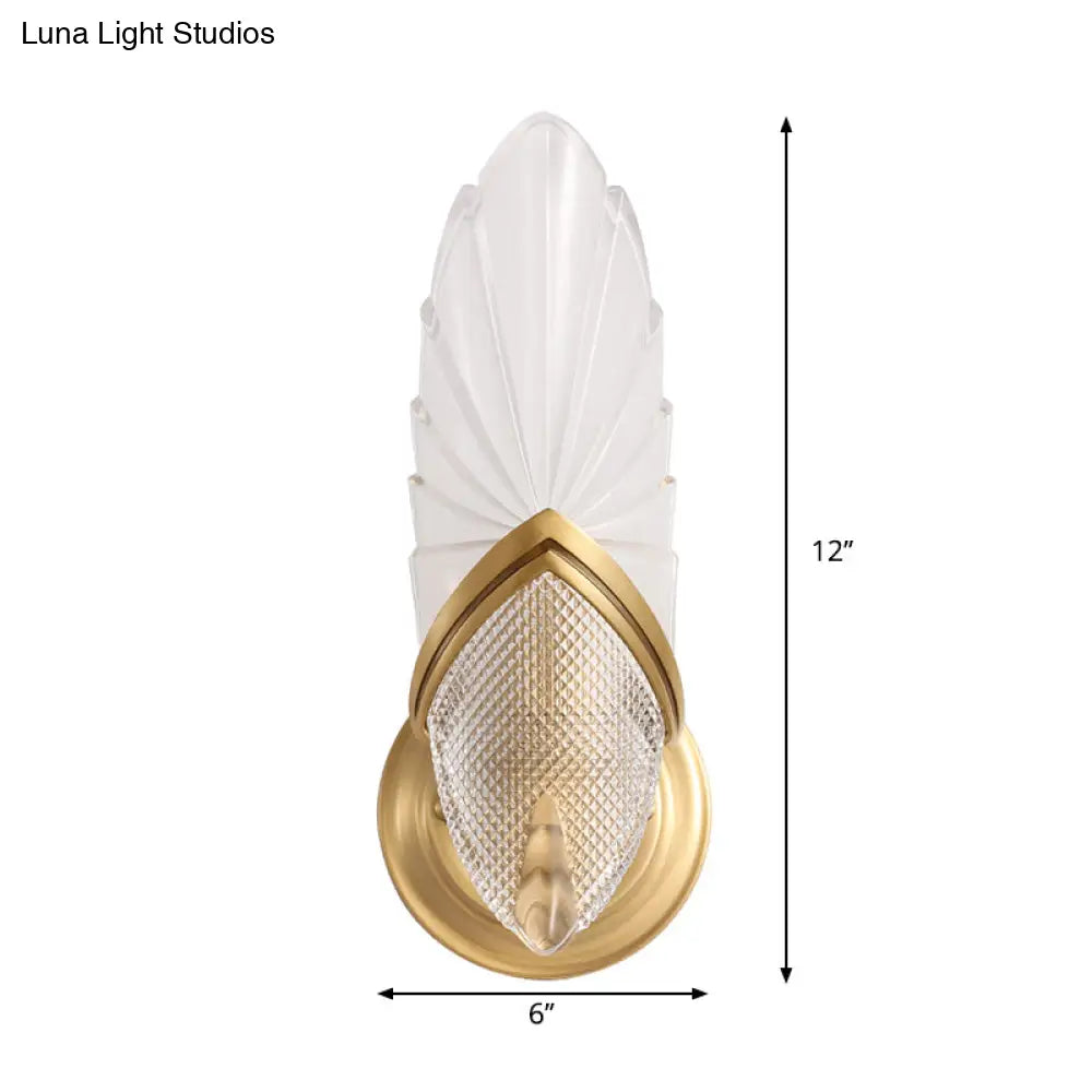 Vintage Style Gold Wall Lamp With Frosted Oval Glass For Bedroom