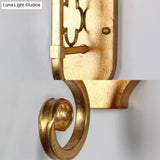 Vintage-Style Gold Wall Sconce With Fabric Tapered Shade