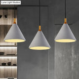 Vintage Style Gray Conical Ceiling Pendant: 1-Light Cement Fixture For Coffee Shops