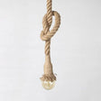Vintage Style Hemp Rope Pendant Light Fixture For Restaurants - Beige Color Open Bulb 1 Head