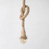 Vintage Style Hemp Rope Pendant Light Fixture For Restaurants - Beige Color Open Bulb 1 Head