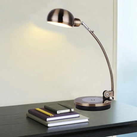 Vintage Style Led Reading Lamp: Domed Shade Black/Silver/Bronze Metal Task Lighting For Office