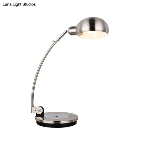 Vintage Style Led Reading Lamp: Domed Shade Black/Silver/Bronze Metal Task Lighting For Office